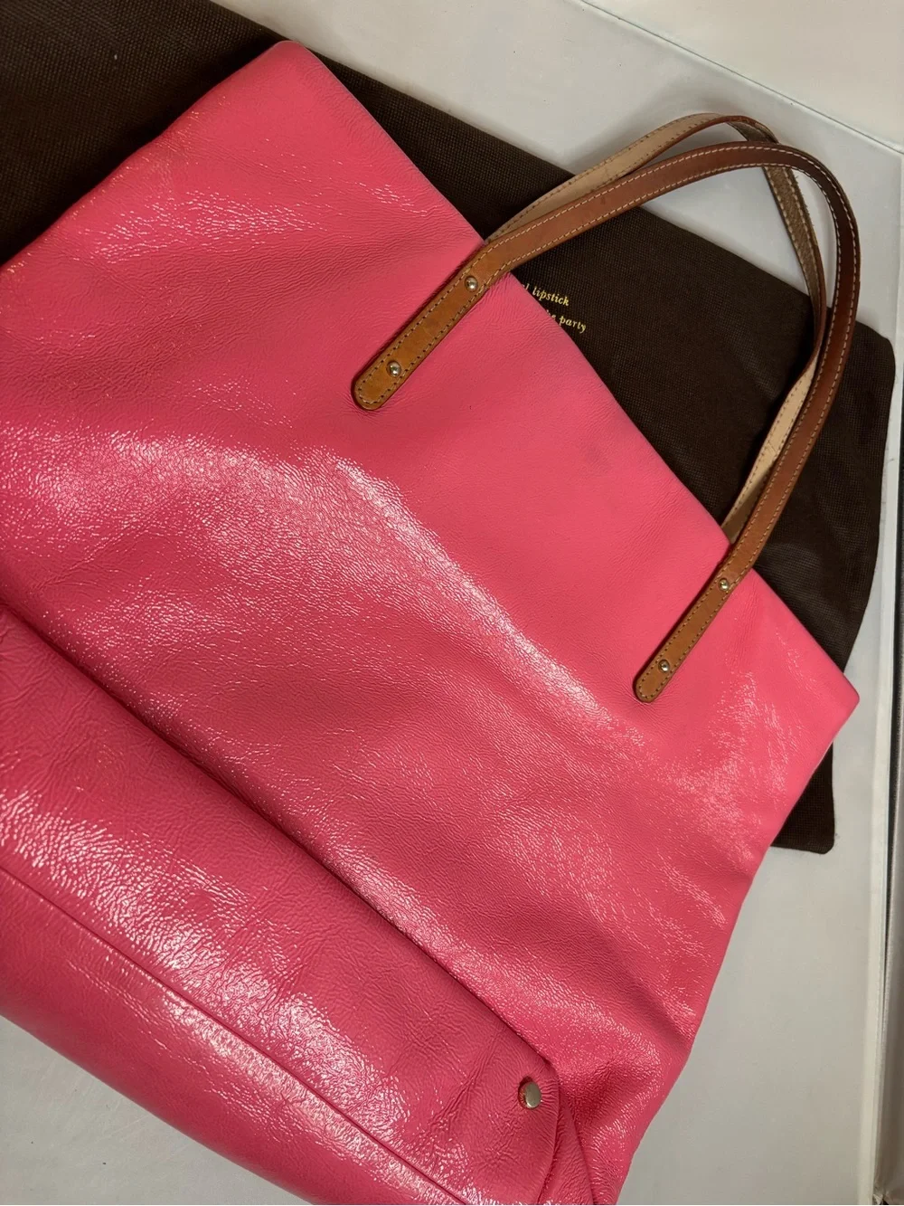 kate spade Hot Pink Patent Leather Tote with leather Straps